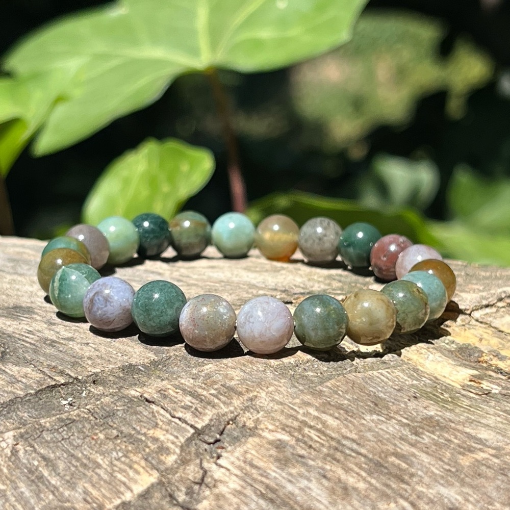 8mm stretchable moss‎ agate bracelet